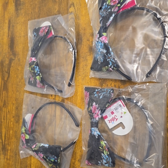 New Justice Floral Black Headband with Bow - Picture 7 of 7